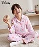 Honeyhap Disney Poplin Woven Full Sleeves Shirt & Pyjama Co-ords Night Suit With Floral & Minnie Mouse Print - Pink