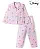 Honeyhap Disney Poplin Woven Full Sleeves Shirt & Pyjama Co-ords Night Suit With Floral & Minnie Mouse Print - Pink