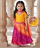 Babyhug Brocade Woven Half Sleeves Floral Embroidered Lehenga Choli and Dupatta Set With Chunari Print - Mustard