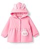 Babyhug Knit Full Sleeves Sweat Jacket with Hood & Bunny Applique - Pink