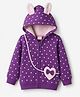 Babyhug Fleece Knit Full Sleeves Hooded Sweat Jacket with Polka Dots Print & Bow Applique - Purple
