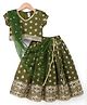 Babyhug Woven Half Sleeves Brocade Floral Zari Embroidered Lehenga Choli and Dupatta Set with Sequin Detailing - Green
