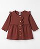 Zero Sinker Knit Full Sleeves Frock With Frill Detailing  - Maroon