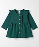 Zero Sinker Knit Full Sleeves Frock With Frill Detailing - Green