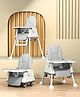 Cockatoo-Kids BiteBuddy 3-in-1 Foldable Baby High Chair with Double Removable Tray, Booster Seat & Wheels, Adjustable Feeding Chair for Kids, Anti-Slip Legs, 3-Point Harness 3M to 5Y, 40kg - Grey
