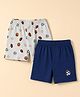 Honeyhap Premium  95% Cotton 5% Spandex Knit Bio Finish Boxers With Ball Print Pack of 2 - Navy Blue & Grey