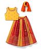 Babyhug Brocade Woven Sleeveless Lehenga Choli & Dupatta Set With Embellishment - Yellow