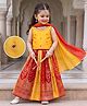 Babyhug Brocade Woven Sleeveless Lehenga Choli & Dupatta Set With Embellishment - Yellow
