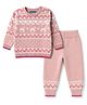 ToffyHouse Knit Full Sleeves Bunny & Floral Design Sweater Set - Light Pink