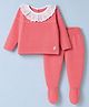 ToffyHouse Knit Full Sleeves Solid Baby Sweater Set - Pink
