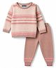 ToffyHouse Knit Full Sleeves Sweater Set with Argyle Design - Pink