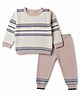 ToffyHouse Knit Full Sleeves Sweater Set with Argyle Design - Light Blue