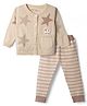 ToffyHouse Knit Full Sleeves Star Design Sweater Set with Bunny Applique -Tan