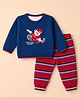 ToffyHouse Knit Full Sleeves  Baby Sweater Set with Skating Champ Design - Navy Blue