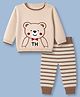 ToffyHouse Knit Full Sleeves Sweater Sets With Teddy Bear Design - OffWhite