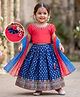 Babyhug Woven Half Sleeves Brocade Floral Zari Embroidered Lehenga Choli and Dupatta Set - Blue