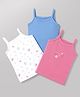 Babyhug 100% Cotton Single Jersey Knit Sleeveless  Slips  With Floral Print Pack of 3 - White, Blue & Pink