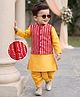 Babyhug Cotton Blend Woven Full Sleeves Solid Dhoti Kurta Set With Sequin Detailing & Embroidery Jacket - Mustard