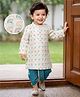 Babyhug Woven Full Sleeves Floral Embroidered Dhoti Kurta Set - White