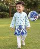 Babyhug 100% Cotton Woven Full Sleeves Floral Foil Printed Kurta & Pyjama Set - Light Blue