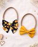 Knotty Ribbons Set Of 2 Solid & Floral Printed Headbands - Yellow