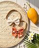 Knotty Ribbons Set Of 2 Floral Designed Bow Applique Detailed Headband - Orange