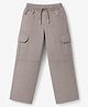 Olio Kids Cotton Woven Full Length Solid Pants With Cargo Pockets - Light Grey