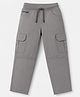 Olio Kids Cotton Woven Full Length Solid Pants With Cargo Pockets - Grey