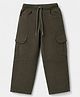 Olio Kids Cotton Woven Full Length Solid Pants With Cargo Pockets - Olive Green