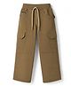 Olio Kids Cotton Woven Full Length Solid Pants With Cargo Pockets - Brown