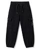 Olio Kids Cotton Woven Full Length Text Printed Trouser With Cargo Pocket - Black