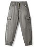 Olio Kids Cotton Woven Full Length Text Printed Trouser With Cargo Pocket - Grey