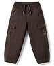 Olio Kids Cotton Woven Full Length Text Printed Trouser With Cargo Pocket - Olive Green
