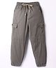 Olio Kids Cotton Woven Full Length Text Printed Trouser With Cargo Pocket - Light Grey