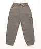 Olio Kids Cotton Woven Full Length Text Printed Trouser With Cargo Pocket - Light Grey
