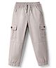 Olio Kids Cotton Woven Full Length Text Printed Trouser With Cargo Pocket - Charcoal Grey