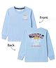Olio Kids Knit Full Sleeves Front & Back Text Printed Sweatshirt - Light Blue
