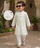 Babyhug 100% Cotton Lurex Woven Full Sleeves Striped Dobby Kurta Pajama Set - White