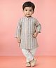 Vastramay Cotton Woven Full Sleeves Ethnic Motif Printed Kurta Pyjama Set - Aqua Blue