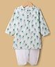 Babyhug Cambric Woven Full Sleeves Feather Printed Kurta Dhoti Set - White