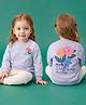 Bonfino Cotton Fleece Knit Oversized Sweatshirt with Full Sleeves and Floral Print - Purple