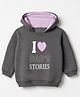 Bonfino Cotton Mix Fleece Knit Oversized Hoodie with Full Sleeves and I Love Dad' Stories Text Print - Grey