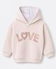 Bonfino Cotton Fleece Knit Oversized Hoodie with Full Sleeves and Love Text Print - Pink