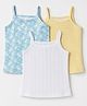 Babyhug 100% Cotton Single Jersey Knit Sleeveless Striped Slips With Bunny Print Pack of 3 - Yellow, Light Blue & White