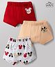 Babyhug Disney 100% Cotton Interlock Knit Briefs with Mickey Mouse Graphic Print Pack of 3 - Red, Peach & White