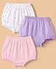 Babyhug 100% Cotton Single Jersey Knit Antibacterial Bloomers With Floral Print Pack of 3 - Purple White & Pink