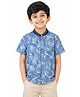 JusCubs Cotton Woven Half Sleeves Leaves Printed Shirt - Blue