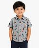 JusCubs Cotton Woven Half Sleeves Leaves Printed Shirt - Grey