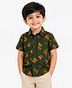 JusCubs Cotton Woven Half Sleeves Pizza Printed Shirt - Olive Green