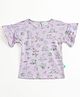 JusCubs Cotton Knit Half Sleeves  Nature Theme Printed Top - Lavender